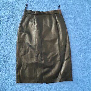 Vintage Liz Harbosin Olympic Leather Black Pencil Skirt Size 12 | Made in Canada